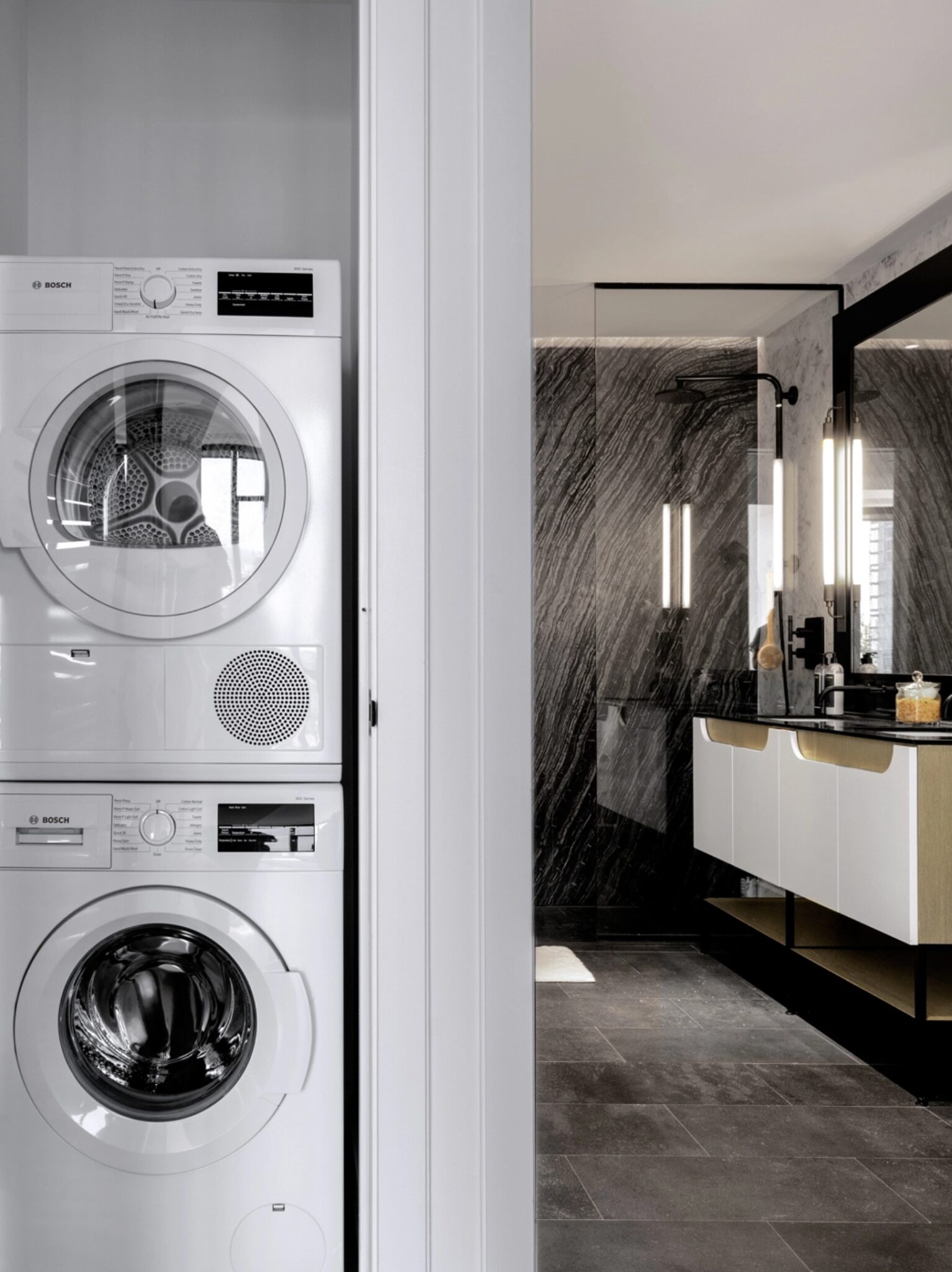 In-unit washer and dryer at The Copper apartmentsfor rent in Murray Hill, offering residents convenient, modern living.