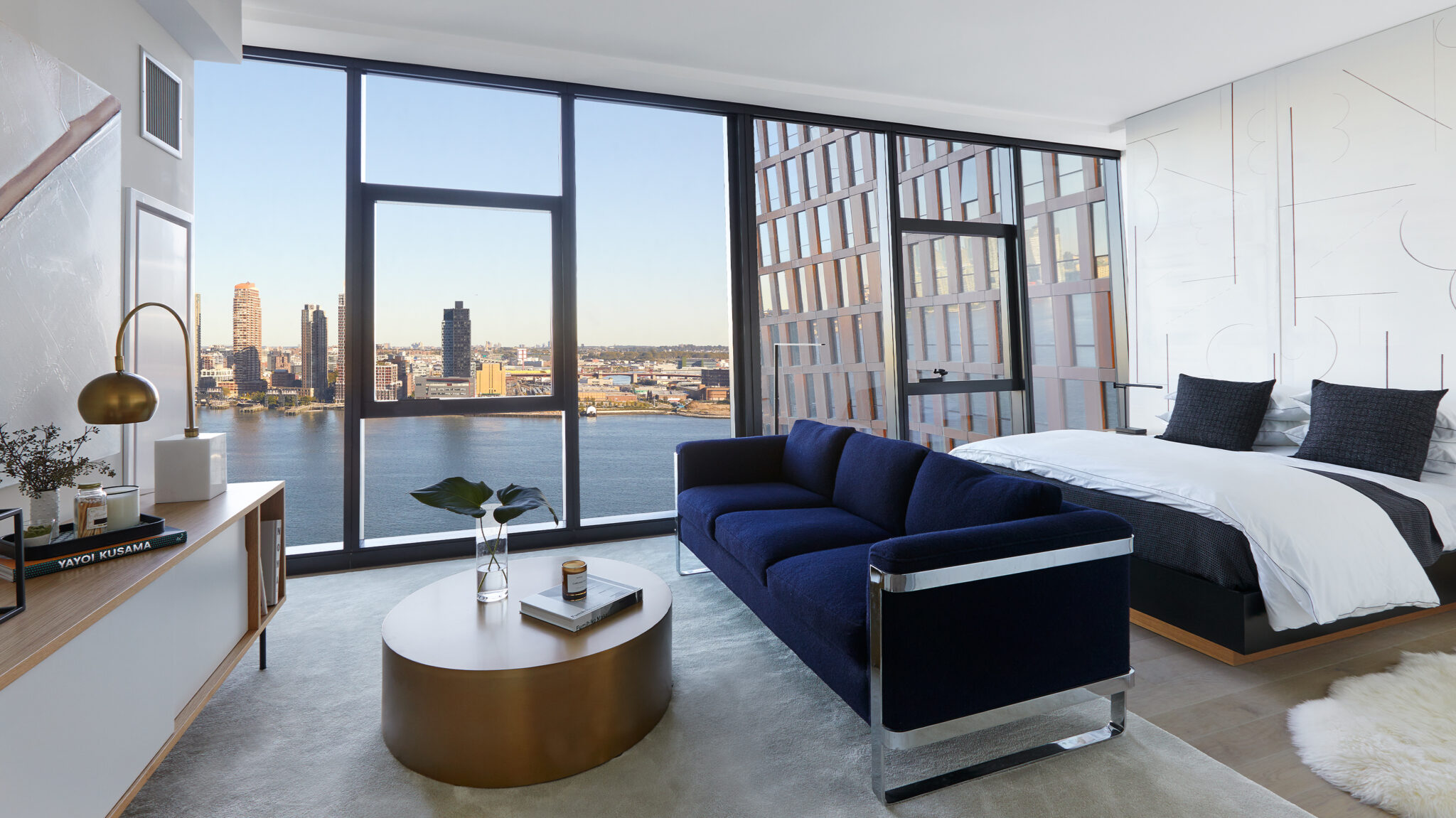 Luxury studio apartment at The Copper in Murray Hill, offering stunning East River views and elegant modern design.